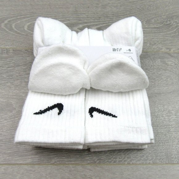 Nike Everyday Cushion Crew Socks White 6 Pack Women's 6-10 / Youth 5Y-7Y NEW - Picture 5 of 8